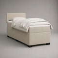 Boxspringbett 90 x 200 cm mit Matratze, Topper und gepolstertem Kopfteil, Stoffbezug Beige