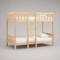 Etagenbett Kinderbett aus Massivholz Natur, 2 Liegeflächen 90 x 200 cm, Gesamtmaß 207 x 97 x 160 cm