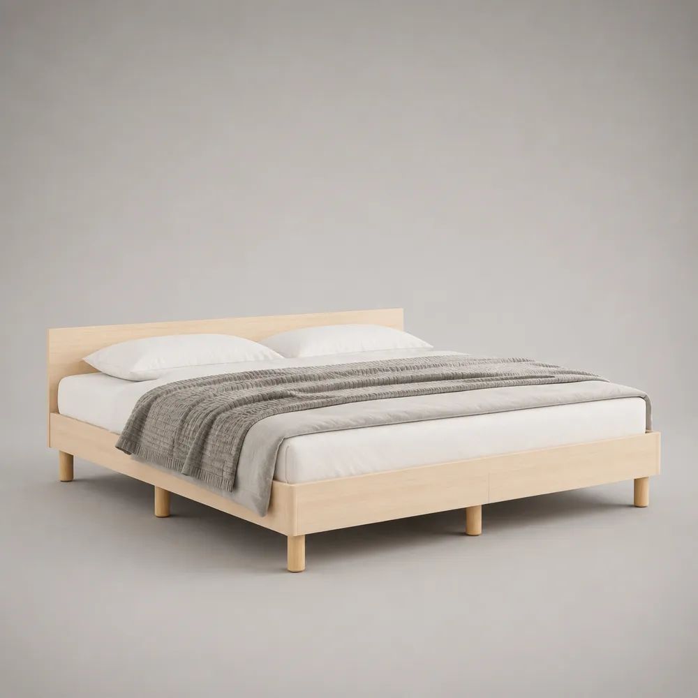 Doppelbett aus massivem Kiefernholz, Natur, Liegefläche 180 x 200 cm, Gesamtmaß 208 x 188 x 80 cm