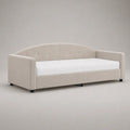 Tagesbett 90 x 200 cm, Polsterbett mit Lattenrost und Polyesterbezug, Cremeweiß, 215 x 105 x 87 cm