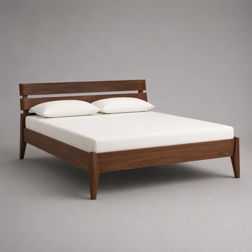 Doppelbett aus massivem Akazienholz, Walnussbraun, Liegefläche 160 × 200 cm