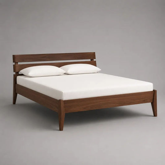 Doppelbett aus massivem Akazienholz, Walnussbraun, Liegefläche 160 × 200 cm