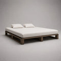 Plattformbett aus massivem Kiefernholz, 180 x 200 cm, Bettgestell ohne Kopfteil, Dunkelbraun