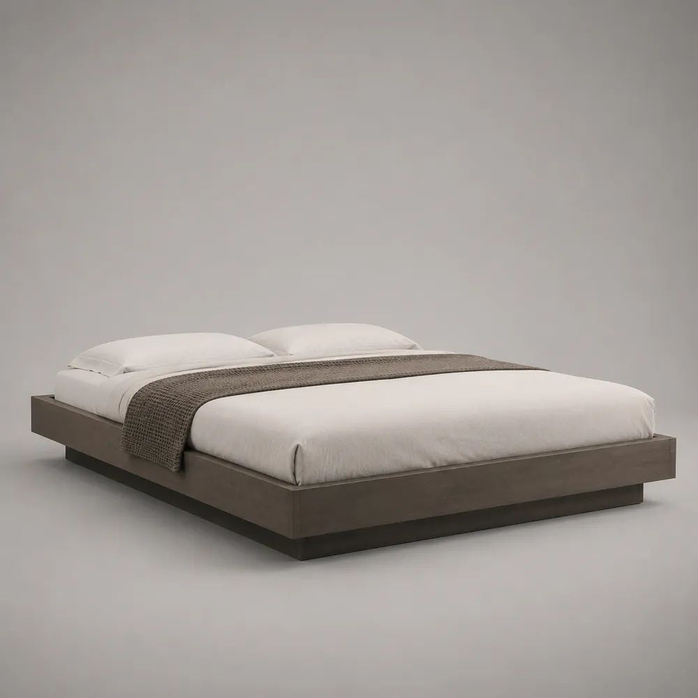 Doppelbett-Bettgestell aus Holzwerkstoff mit Eichenfurnier, Dunkelbraun, 220 x 200 x 30 cm, Liegefläche 180 x 200 cm